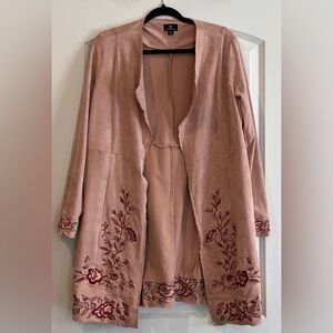 Curations Faux Suede Duster/Cardigan Embroidered Size‎ Medium
